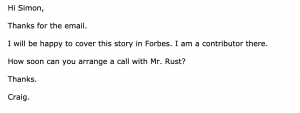 interview request by a Forbes writer